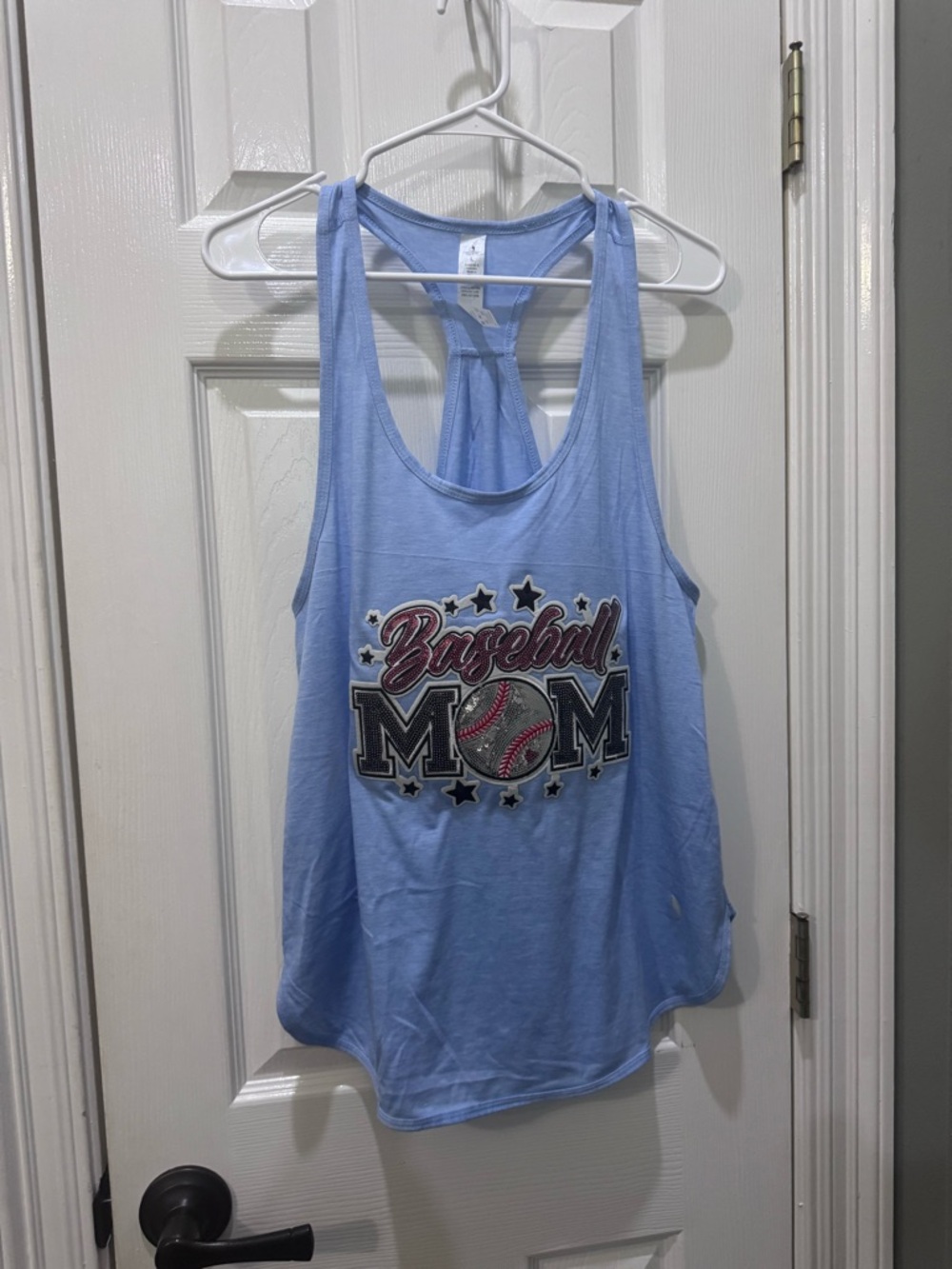 Baseball Mom Graphic Tank Top - Light Blue